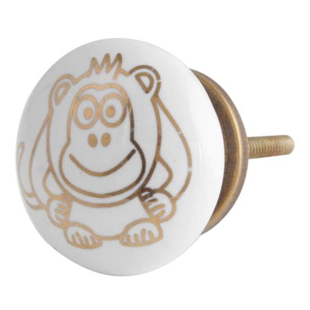 Golden Monkey Pattern Ceramic Cabinet Knobs